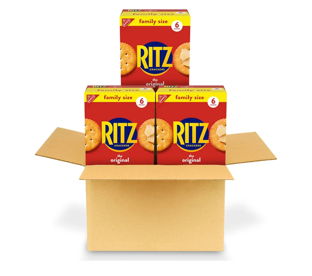 RITZ Original Crackers, Snacks for Kids and Adults, Bulk Lunch Snacks, Family Size, 3 Boxes, BBD: 27MAR20