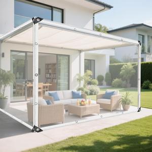 Clear Tarp 10X16 FT with Grommets and Tying Rope,Clear Tarps 14Mil Thick Heavy Duty PVC Vinyl Waterproof,Protects Against Water,Tear,Cold Weather Resistant for Patio,Camping,Greenhouse Outdoor,Porch (10x16 FT (2.9x4.8m))