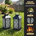 Solar Lanterns Outdoor Waterproof, 2 Pack 13" Metal & Glass Hanging Solar Lantern Lights, Cross Pattern IP46 Decorative Outdoor Solar Lanterns for Patio Table Yard Porch Garden Decor