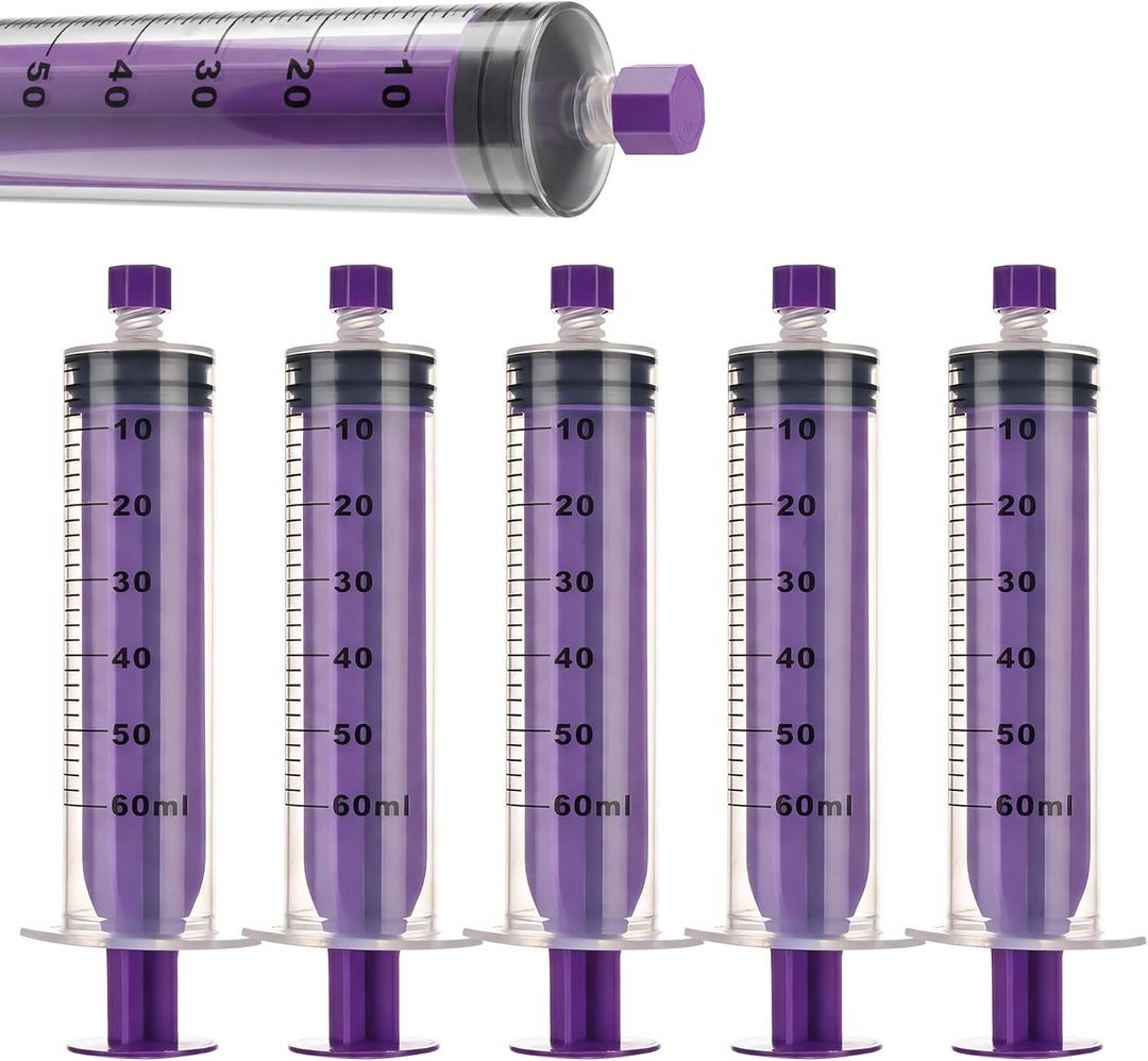 60ml Large Syringe with Screw Cap, 30 Pack | 60cc, Liquid Feeding, Science Lab, Measurement, Individually Sealed Packed