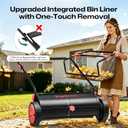 Push Lawn Sweeper, 26 Inch Leaf & Grass Collector, Strong Rubber Wheels & Heavy Duty Thickened Steel Durable to Use with Large Capacity 7 ft Mesh Collection Bag, 4 Spinning Brushes