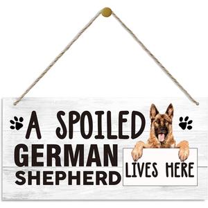 Pet Decor Signs, Decorative Wood Hanging Wood Plaque, German Shepherd Wood Sign, Rustic Door Hanger, Wall Decor Art, Farmhouse Home Decor, Dog Lover Gift, A Spoiled German Shepherd Lives Here (style 1)