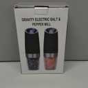 Battery Operated Salt And Pepper Grinder Set with LED Light, Automatic Electric Gravity Salt And Pepper Shakers Set, Each 6 AAA Batteries Needed, Adjustable Roughness, 2 Pack (Black)