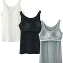 Ibeauti Womens Camisoles Tops with Built in Padded Bra Basic Breathable Tank Top (L)
