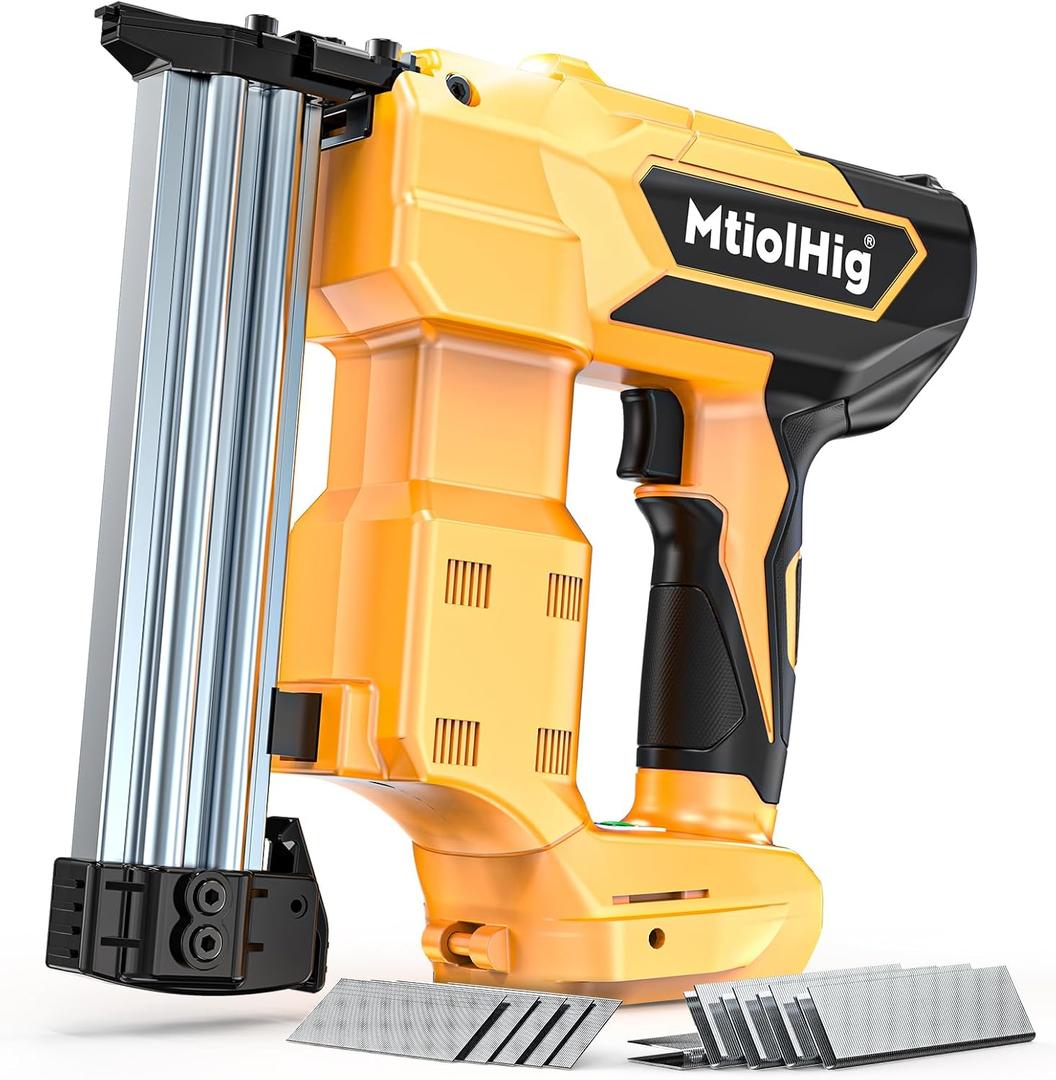 Cordless Brad Nailer 2-in-1 Compatible with Dewalt Battery, 5/8 to 1-1/4 Inch Electric Nail Gun/Staple Gun, 18 Gauge Nail Gun Brushless Motor with 1000 Nails for Wood Carpentry