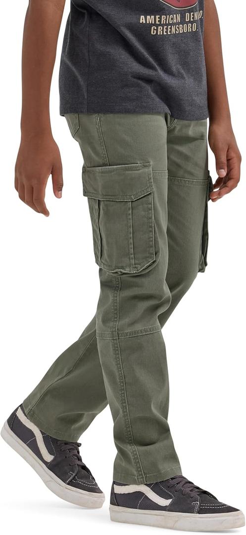 Wrangler Boys Charge Cargo Pant (10 Husky, Olive)