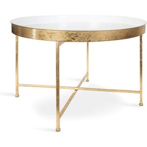 Kate and Laurel Celia Modern Glam Round Metal Coffee Table, 28.25" x 28.25" x 19", White and Gold Leaf, Chic Sophisticated Accent Table