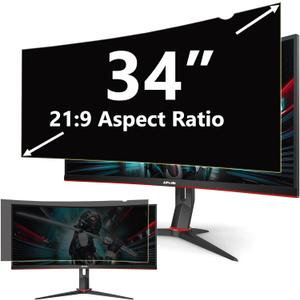 34 Inches Privacy Screen Filter for 21:9 Curved Ultrawide Monitor | Privacy Shield | Anti Glare & Anti-Blue Light | Eye Protection | Anti Spy | Computer Security Private Filter Protector