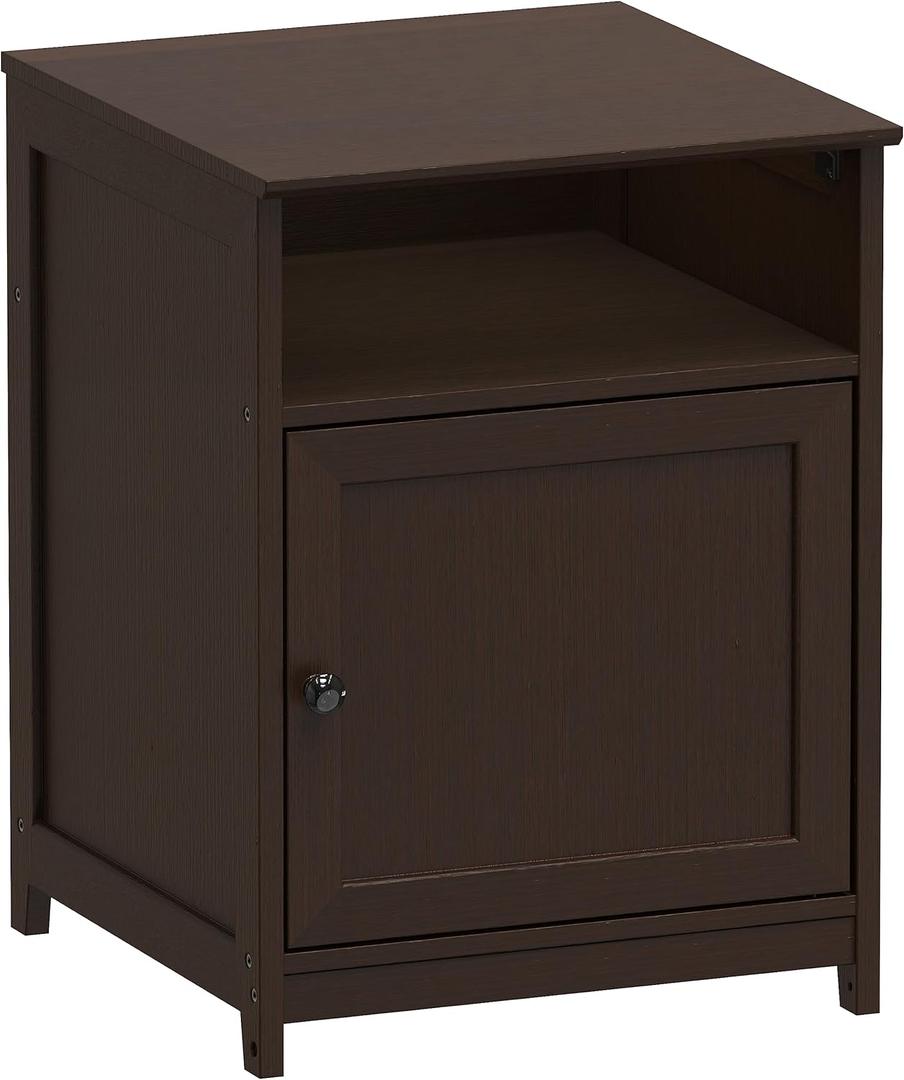 SHW End Table with Storage Drawer  Compact Side Table for Living Room, Bedroom, or Office, Espresso (16.25 Inch D x 16.25 Inch W x 21 Inch H)
