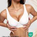 Vertvie Seamless Deep V Neck Bra for Women Wireless Comfortable Push Up Bra Invisible Underwear White (White, XXL)