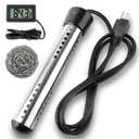 2000W Immersion Water Heater, Portable Water Heater Electric with 304 S S Guard & LCD Thermometer, Submersible Bucket Heater Heat 5 Gallons of Water in Minutes for Home Bathtub Basin