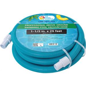 U.S. Pool Supply 1-1/2" x 25 Foot Professional Above Ground Swimming Pool Vacuum Hose with Swivel Cuff - Removable Cuff, Cut to Fit - Compatible with Filter Pumps, Filtration Systems, Chlorinators