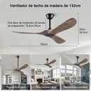 52 Inch Ceiling Fans Without Lights, Indoor/Outdoor Ceiling Fan no Light,3 Solid Wood Blades, Black Ceiling Fan for Living Room Patios Bedroom Porch (Gray Drawing Lines Blades)