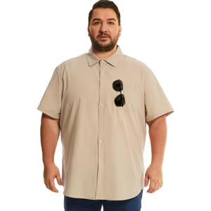 HOdo Big and Tall Mens Cotton Button Down Shirt 2XL-6XL (Khaki)