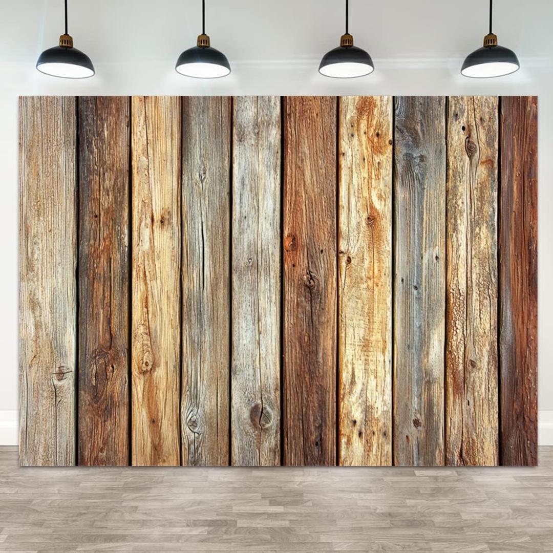 10x8ft Rustic Wood Panel Backdrop Vintage Wooden Photography Background Natural Aged Planks Banner Decoration Wedding Party Portrait Photo Booth Prop
