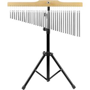 QWORK 36 Tones Musical Chimes Instruments with 2.3-4.2 ft Adjustable Mounting Stand  Crisp Sound Chrome Bells, Collapsible Tripod Base QWORK 36 Tones Musical Chimes Instruments with 2.3-4.2 ft Adjustable Mounting Stand  Crisp Sound Chrome Bells, Collapsible Tripod Base