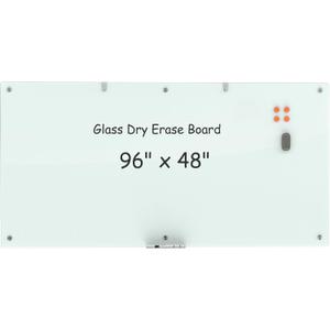 Large Glass Dry Erase Board, 96 x 48 Inches Magnetic Glass Whiteboard for Wall, 8' x 4' Frameless Board for Office, Home, School