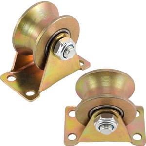 Lyplus Load Capacity 1102lbs 3-Inch U-Groove Caster Wheels with Bracket - Perfect for Inverted Gates, Heavy-Duty Machines, and Wire Rope Rails (2 Pack)