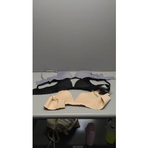 3Pk Size 38C Women's Bras In Black, Nude And Blue With Ruffle Design