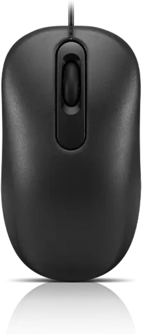 Lenovo 100 Wired USB Computer Mouse for PC, Laptop, Computer with Windows - Full-Size - Ambidextrous Design - 3 Buttons - Red Optical Sensor  Black