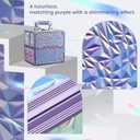 FRENESSA Makeup Case Organizer Makeup Box Cosmetic Train Case Portable Make Up Artist Travel Case Storage Box 4 Trays with Dividers Lockable Hard Train Case Nail Tech Supply Storage Shiny Purple