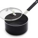 GreenPan x Bobby Flay 2.5QT Nonstick Saucepan with Glass Lid, PFAS-Free Diamond Ceramic, Induction Suitable, Stay-Cool Silicone Handle, Easy Clean Dishwasher & Oven Safe, Chef Pan, Black