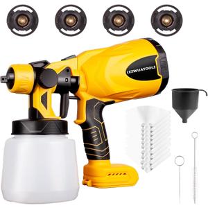 Cordless Paint Sprayer Airless for Dewalt 20V MAX Battery(Tool Only) HVLP Spray Paint with 800W Brushless Motor 4 Copper Nozzle 34oz(1000ml) Capacity 10 Paper Funnels Spray Paint Gun