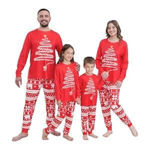 Family Matching Christmas Pajamas Set, Cute Elk Sleepwear for Boys Girls Dad Mum (Small, Green)