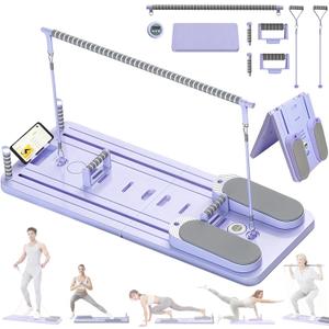Portable Pilates Reformer Board, Foldable Home Pilates Board kit with Phone Holder and Timer, 8-in-1 Multi-Functional Reformer Pilates Machine