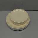 LIYH 24 Pcs Plastic Plates Reusable,Unbreakable Dinner Plates, Scalloped Plastic Plates, Dishwasher Safe,Ivory Plate Sets Perfect for Parties, Birthday, Picnics, BPA Free(12Guests)