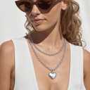 Chunky Necklace Chunky Cross Necklace for Women Big Cross Statement Necklaces Trendy Toggle Necklaces Hammered Bold Vintage Jewelry