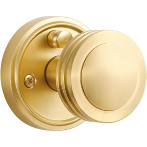 SORWDUERM 2 Pack Gold Door Knob Privacy Door Knobs Satin Brass Door Handle Interior Brushed Gold Door Knobs with Lock for Bedroom and Bathroom Zinc Alloy