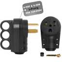 50 Amp Female 6-50P Plug & 6-50R Receptacle Set for RV, EV Charger, Welder Machine, (Black) 3 Prong 125/250V Heavy-Duty Electrical Connector , ETL Listed