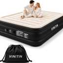 Queen Air Mattress with Built-in Pump, Elevated Inflatable Bed Black