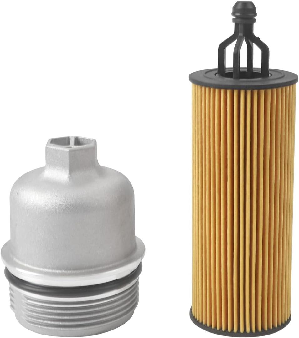 Aluminum Engine Oil Filter Housing Cap with Oil Filter Assembly Compatible With Jeep Chrysler Dodge Ram Vehicle 1500 Cherokee Wrangler Charger Durango 3.6L V6 Replace# 917-190 68191349AC 68191350AA