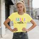 Happy Easter Shirt for Women-Cute Easter Rabbit Tee Tops Spring Colored Bunny Short Sleeve (S)