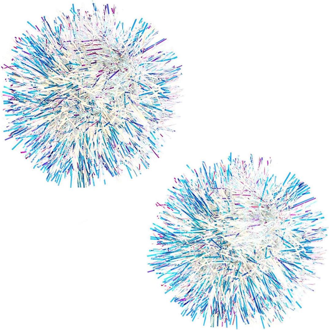 Rave Pasties Adhesive Breast Petal Pasty Holographic Fluffy Fringe Pasties Nipple Covers Rave Breast Stickers (One Size, Silver)