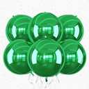 6Pcs Green Round Foil Balloons,Giant 4D Round Ball Balloons,22 Inch Metallic Green Balloon for St Patrick's Day Birthday Junle Safari Summer Graduation Party Decorations