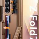 Vizvera for Samsung Galaxy Z Fold 7 Case RFID Wallet with Cards Holder[Kickstand][Camera Cover] Shockproof Silicone Protective Phone Case for Z Fold 7 2025-Desert Gold