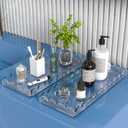 2 Pack Scalloped Acrylic Tray for Bathroom Clear Bathroom Trays for Counter Bathroom Toilet Tank Tray Organizer for Perfume, Soap, Towels, Tissue, Candle Decor Total 2PCS(Large: 11" L x 5" W, 2Pack)