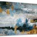 Abstract Wall Art Large Canvas Picture Modern Blue Grey Brown Artwork on Canvas Prints Wall Decoration for Living Room Bedroom Bathroom Kitchen Office Home Wall Decor Framed Ready to Hang 29" x 58"
