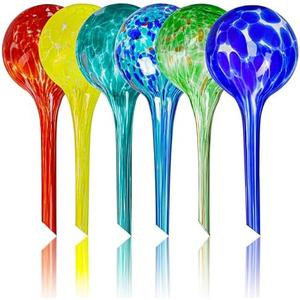Mission Gallery Plant Watering Globes Set of 6 - Small Self Watering Globes for Indoor & Outdoor Plants - Multicolored, Automatic, Glass Watering Bulbs for Daily Use, Plant Watering Devices