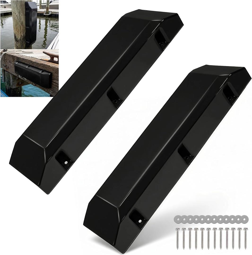 HUCHUANXIAN Dock Bumper,Black 24 inch Dock Bumper Guard,PVC Boat Dock Bumper,Dock Bumpers Marine Post Bumper for Horizontal Deck or Pier Fenders-2 Pack