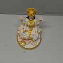 Indian Goddess Meditation Lakshmi Figurine - 5.7H Marble Look Murti Laxmi Idol Statue for Home Office Temple Mandir Pooja Item Puja Decor Diwali Gifts Indian Spiritual Decor Gift