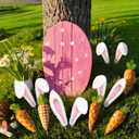 24 Pcs Large Easter Decorations Indoor Bunny Ears Carrot Easter Tree Picks Rabbit Decorations for Tree Topper Home Office Party Vase Decor (White Orange)