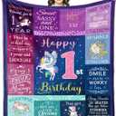 Solzien 1 Year Old Girl Birthday Gift Blanket 50"x40", Gifts for One Year Old Girl, First/1st Birthday Gift Ideas