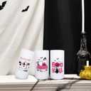 Whaline Halloween LED Flameless Candles Pink Ghost Pumpkin Warm Light Battery Operated Pillar Candles Electric Flickering Candles for Halloween Party Home Decor, Set of 3