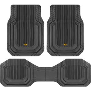 Cat ToughLiner Car Floor Mats - Heavy Duty Trim to Fit Mat for Trucks - Car Mats & SUV Floor Liners for Car - All-Weather Truck Accessories & Odorless Rubber Automotive Mats - Black