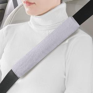 LACDL Extra Long Seatbelt Cover Super Soft Furry for Adults Kids Women & Men, Thick Plush Full Car Seat Belt Strap Cushion, Fluffy Shoulder Pad Protector, Auto Interior Accessories, Grey 10.5in, 2pcs (Gray)