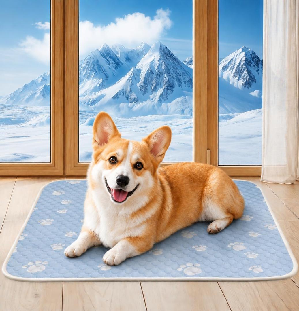 BWX Cooling Mat for Dogs - Easy Clean & Fold Cool Mat for Dogs, Chew Resistant Dog Cooling Pad with Non-Slip Bottom & Chill Soothing Fabric (M/20''28'')